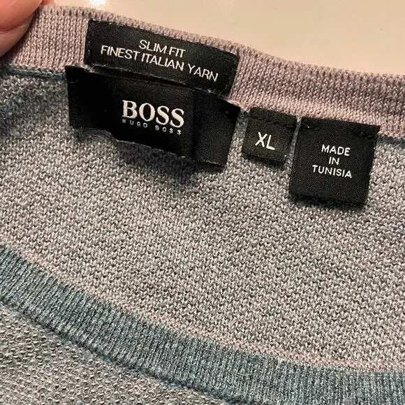 Hugo Boss Mens Blue Italian Yarn Light Sweater XL